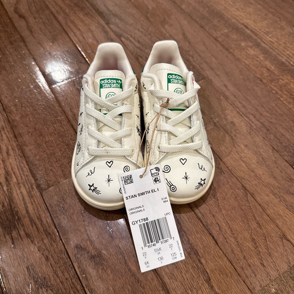 Adidas Kids Sneakers White with Black Patterns